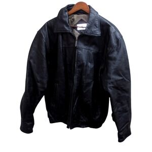 Cougar Vintage Leather Men's XL Black Quilted Lined Genuine Leather Jacket/#1250